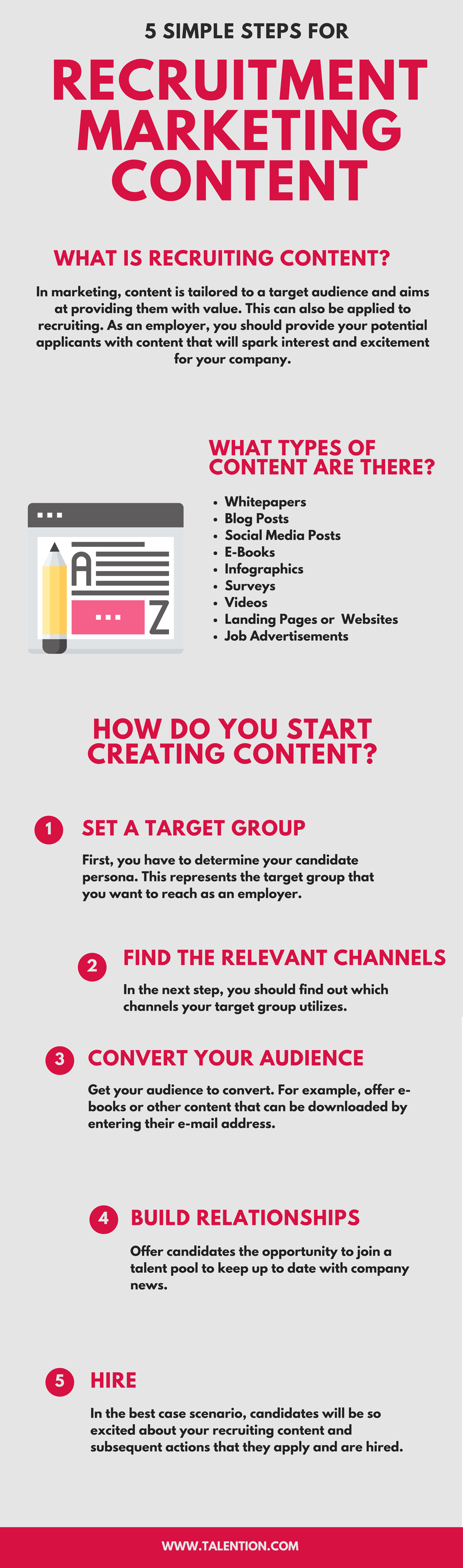 5 Simple Steps for Recruitment Marketing Content Infographic