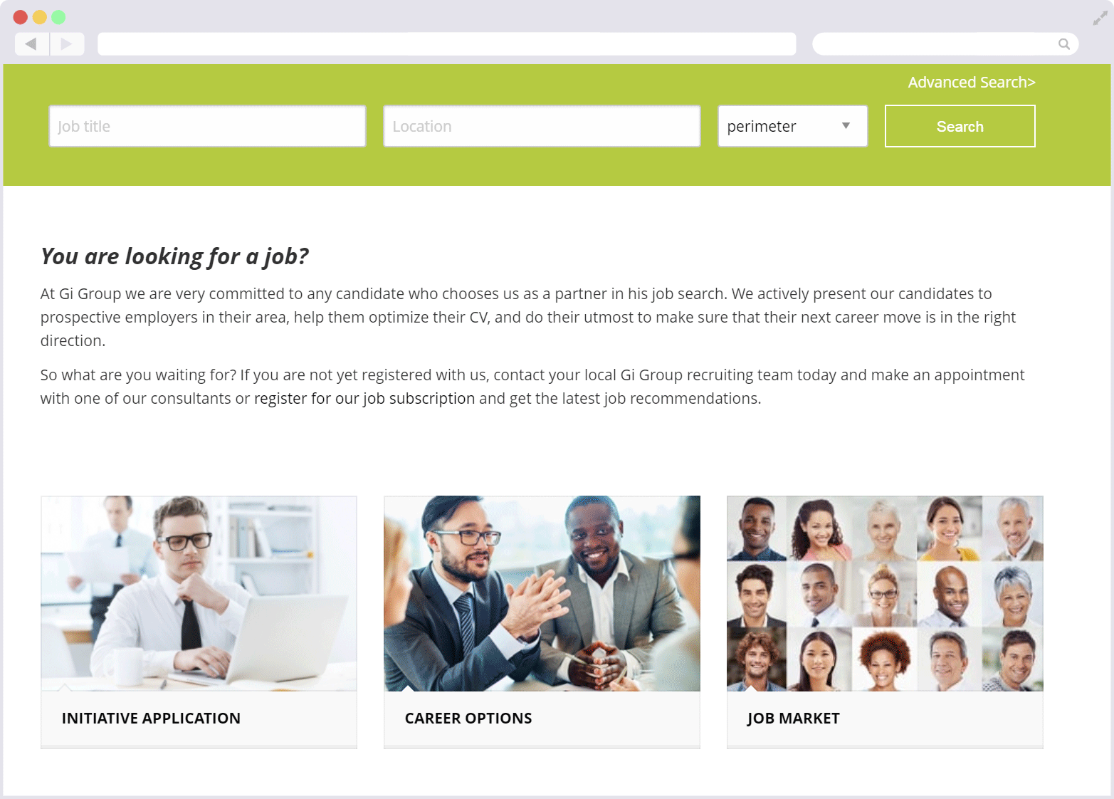 Career Page filter