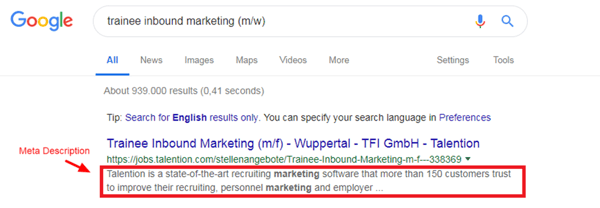 Job Ad Meta Description SEO