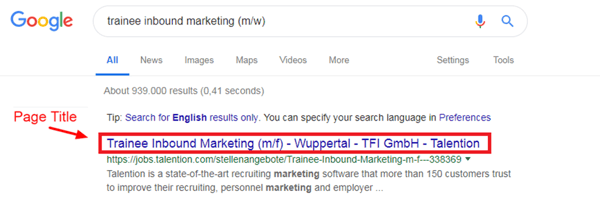 Job Ad Page Title SEO