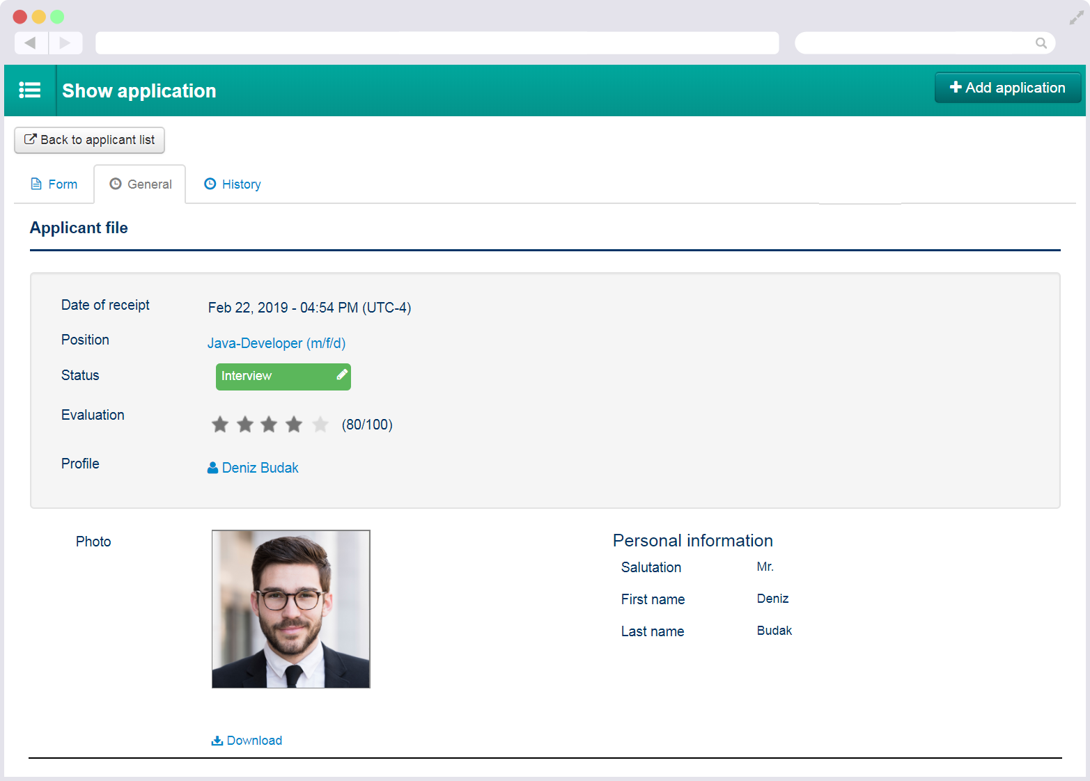 Applicant Administration